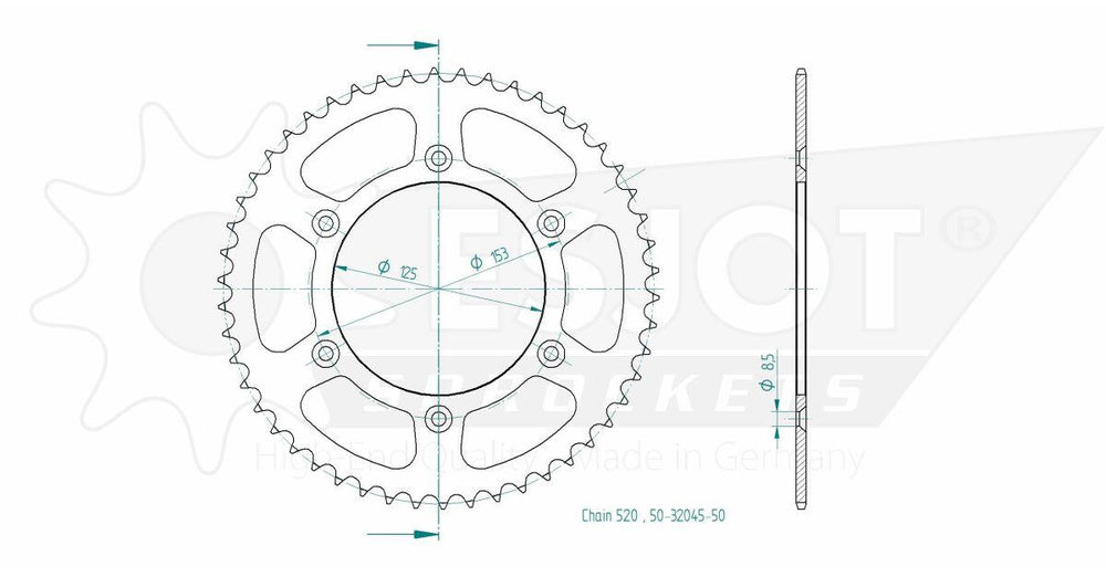 Esjot Standard 520 Sprocket For Honda CR125 1984-2007 Rear Black 50T