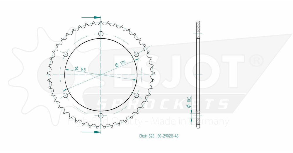 Esjot Standard 525 Sprocket For Aprilia ETV 1000 2001-2005 Rear Black 45T