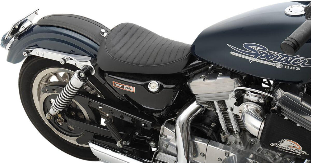 Drag Specialties Front Solo Vinyl Seat For Harley Davidson XL 1200 C 1996-2003 Classic Stitch - Black