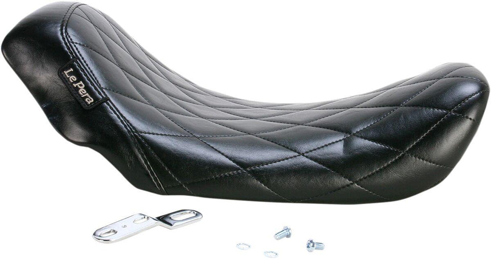LE Pera Bare Bones Solo Seat For Harley Davidson FLD 1690 2012-2013 Diamond Stitch - Black