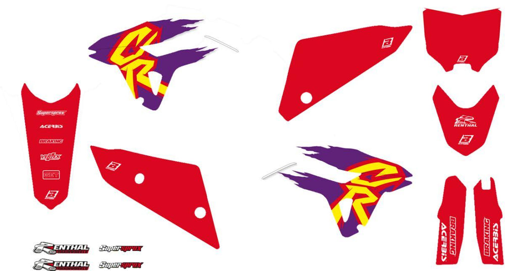 Blackbird Retro Graphics Kit For Honda CRF250F 2022-2023 - Red/White/Yellow