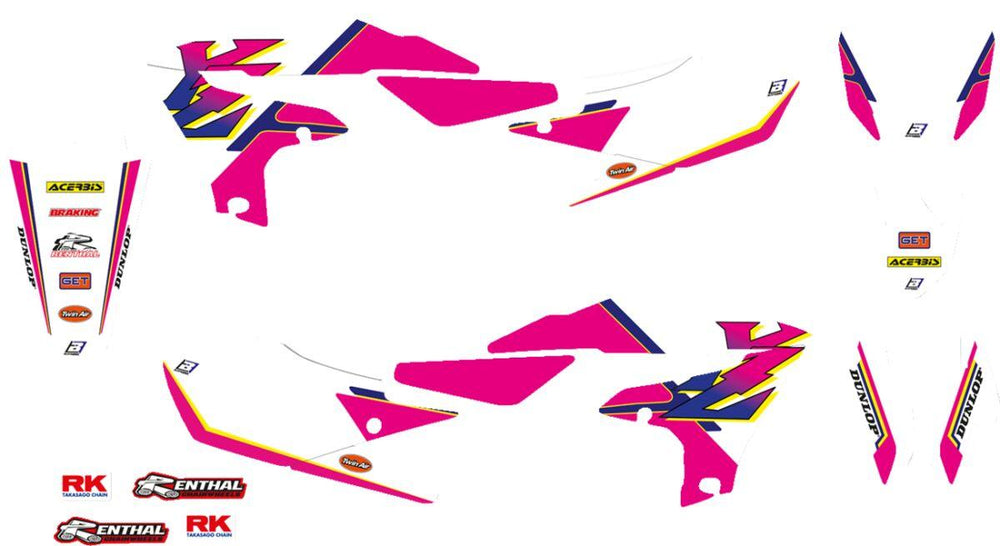 Blackbird Retro Graphics Kit For Yamaha YZF250 2019-2023 - Blue/Pink/White