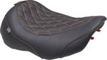 Mustang Wide Tripper Solo Seat With Backrest For Harley Davidson FLHX 1923 2024-2026 - Black/Orange