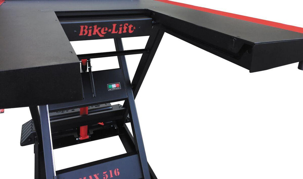 Bike Lift Max 516 Hydraulic Scissor Lift - Steel - Electronic Hand Control - Black/Red