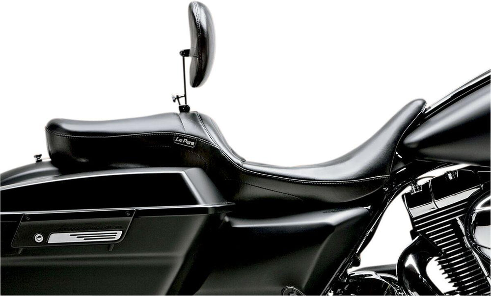 LE Pera Maverick Seat With Backrest For Harley Davidson FLHR 1584 2008-2011 Smooth - Black