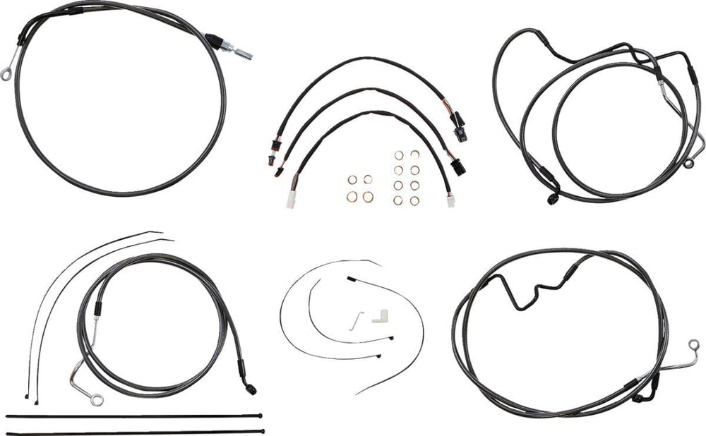 Magnum Shielding  Pearl Designer Handlebar Cable Install Kit For Harley Davidson FLH 1868 2021 30.5 - 35.5cm (12" - 14") - Black
