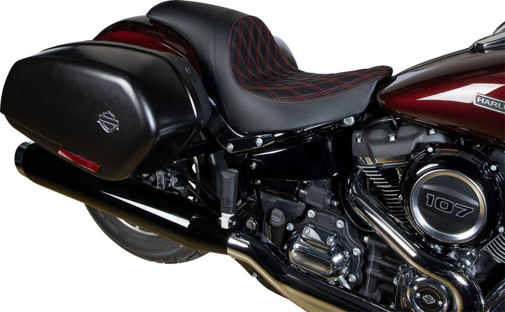 Drag Specialties Predator Seat For Harley Davidson FLSB 1750 2018-2021 Red Stitching Double Diamond - Black