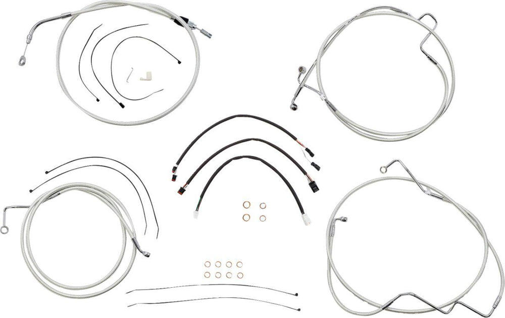 Magnum Shielding Sterling Chromite II Designer Handlebar Cable Install Kit For Harley Davidson FLH 1868 2021 30.5 - 35.5cm (12" - 14") - Chrome Clear-Coated