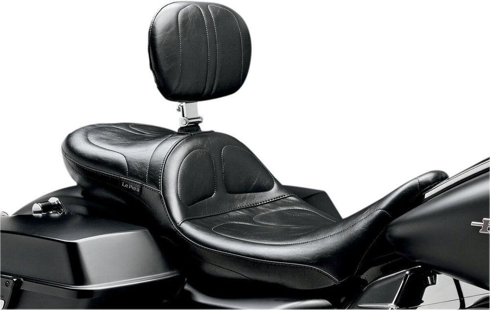 LE Pera Maverick Daddy Long Legs Seat With Backrest For Harley Davidson FLHR 1584 2008-2011 Stitched - Black