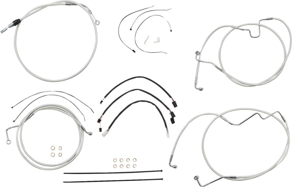 Magnum Shielding Sterling Chromite II Designer Handlebar Cable Install Kit For Harley Davidson FLH 1868 2021 38 - 43cm (15" - 17") - Chrome Clear-Coated
