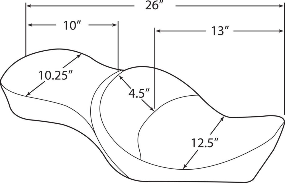 Drag Specialties Low-Profile Double Bucket 2 Up Vinyl Seat For Harley Davidson XL 1200 C 1996-2003 Mild Stitched - Black