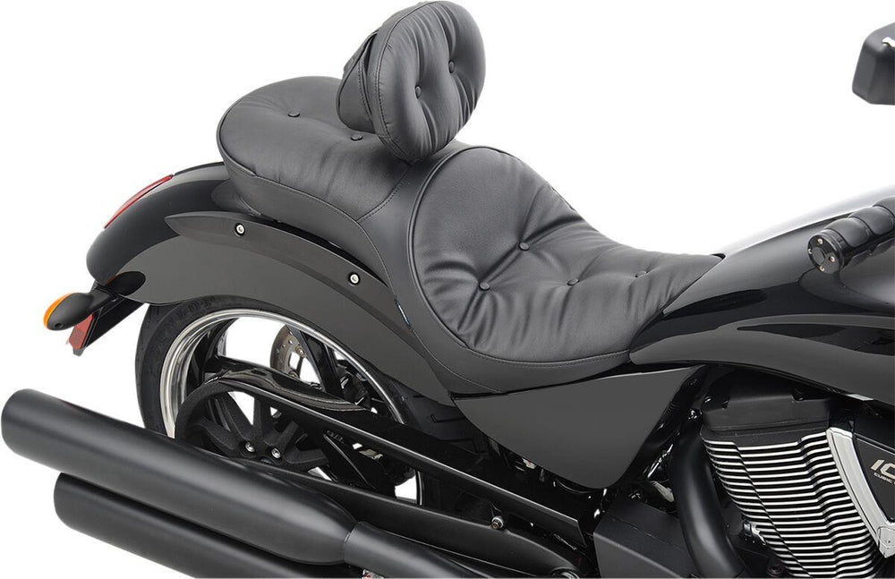 Drag Specialties Ez Glide II Backrest Compatible Low-Profile Leather Touring Seat For Victory High-Ball 106 2012-2016 Pillow - Black