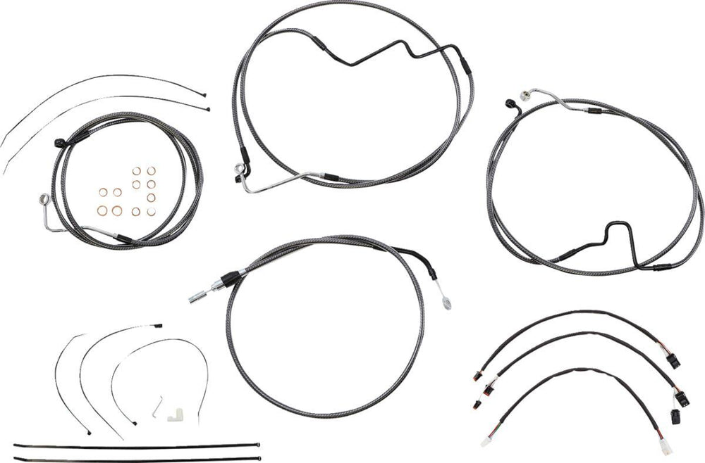 Magnum Shielding KarbonFibr Designer Handlebar Cable Install Kit For Harley Davidson FLH 1868 2021 30.5 - 35.5cm (12" - 14") - Carbon Fiber Silver