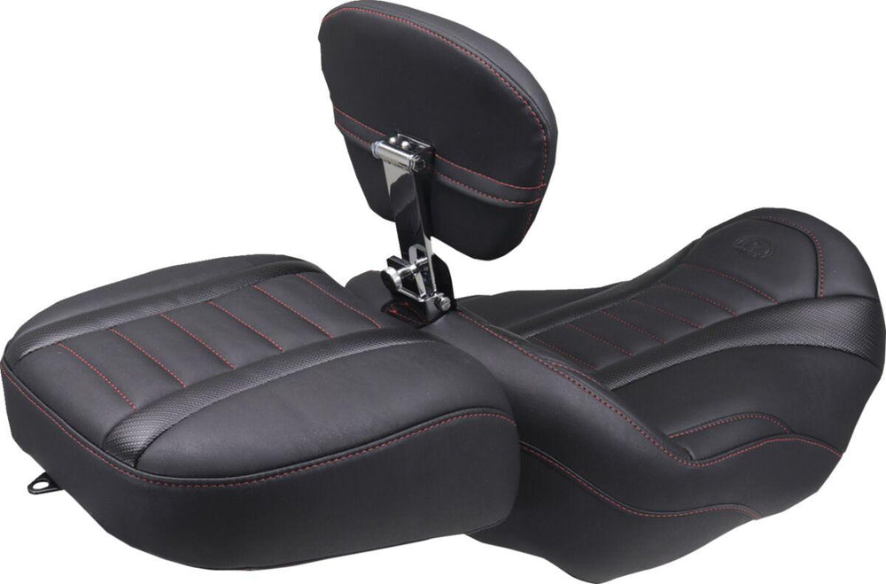 Mustang Wide Deluxe Touring Passenger Seat For Harley Davidson FLHX 1923 2024-2026 - Black/Red