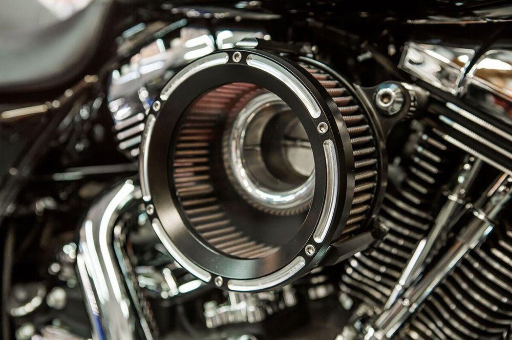 Trask Assault Charge High-Flow Air Cleaner For Harley Davidson FLD 1690 2012-2013 - Black/Reverse Cut