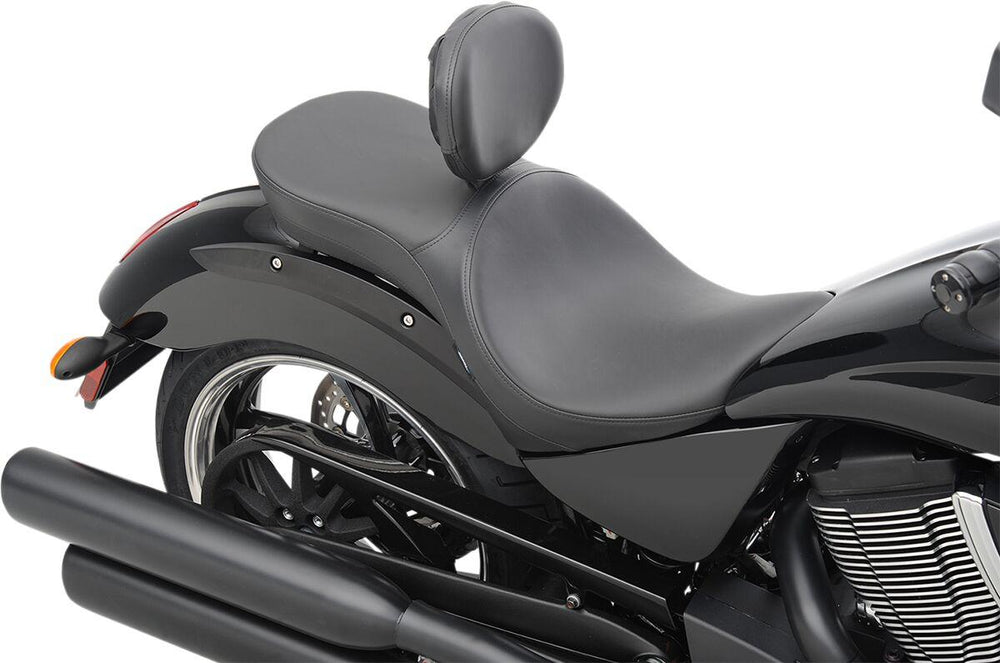 Drag Specialties Ez Glide II Backrest Compatible Low-Profile Leather Touring Seat For Victory High-Ball 106 2012-2016 - Black