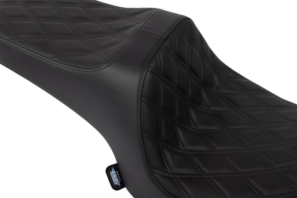 Drag Specialties Predator III Double Diamond Seat For Indian Challenger 108 ABS 2020-2025 - Black/Black
