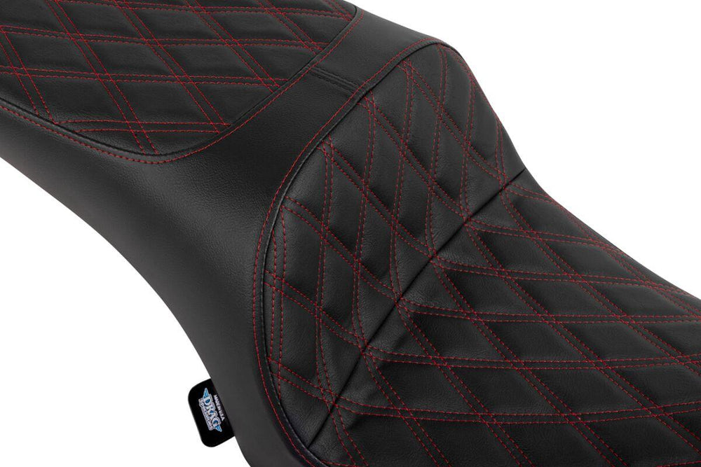 Drag Specialties Freedom Touring Double Diamond Seat For Indian Challenger 108 ABS 2020-2025 - Black/Red