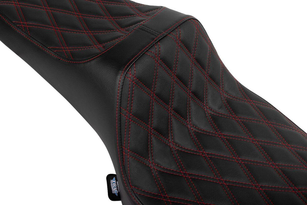 Drag Specialties Predator III Double Diamond Seat For Indian Challenger 108 ABS 2020-2025 - Black/Red