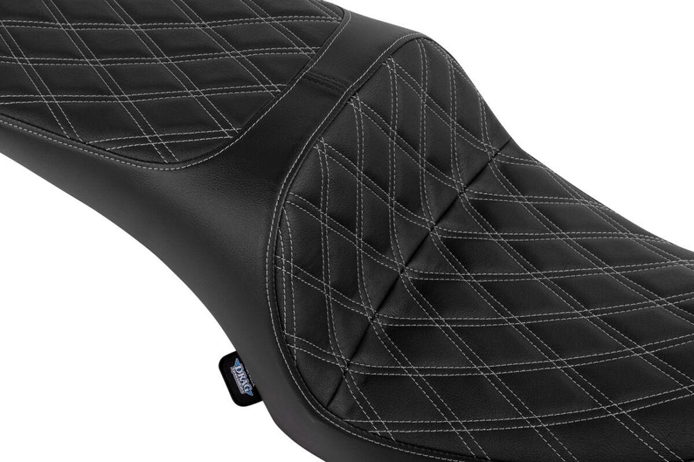 Drag Specialties Freedom Touring Double Diamond Seat For Indian Challenger 108 ABS 2020-2025 - Black/Silver