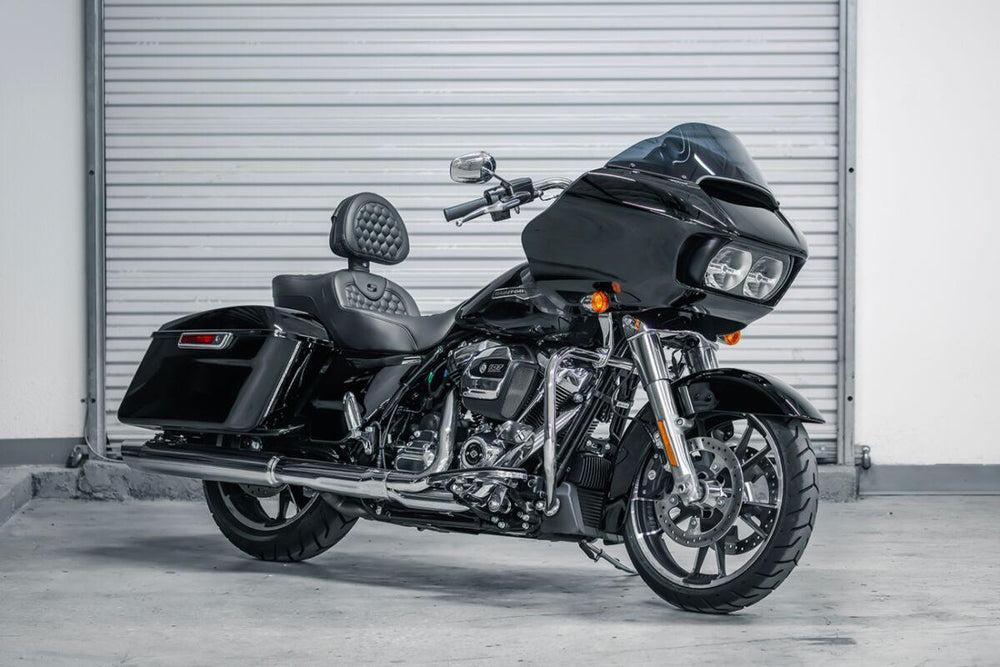 Saddlemen Honeycomb Roadsofa Seat With Backrest For Harley Davidson FLH 1868 2021 - Black (Driver Seat Length:39.5 cm)