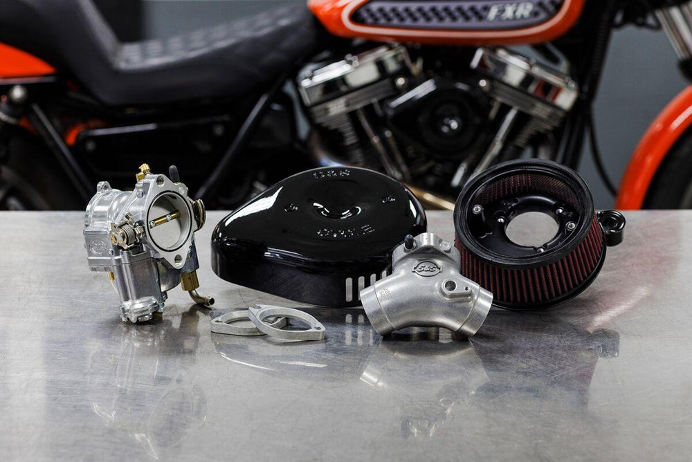 S&S Cycle Super E Carburettor with Stealth Air Cleaner Kit For Harley Davidson FLH Electra Glide 1984-1985 - Black
