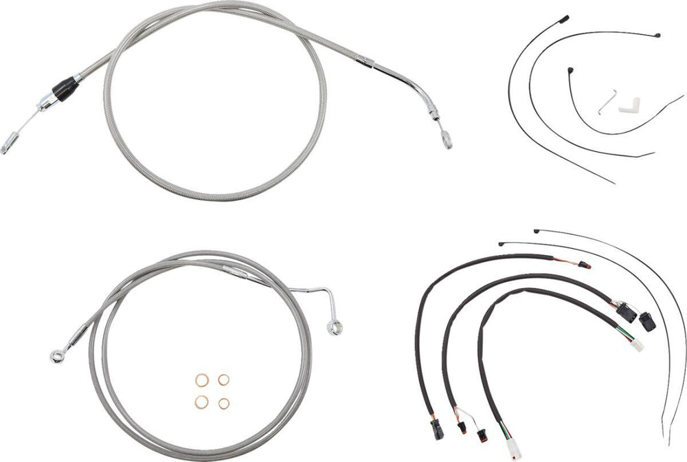 Magnum Shielding XR Handlebar Cable Install Kit For Harley Davidson FLH 1868 2021 30.5 - 35.5cm (12" - 14") - Chrome Clear-Coated