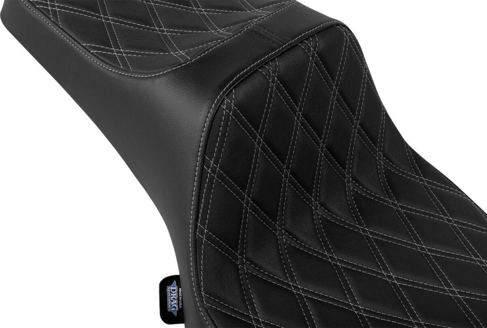 Drag Specialties Predator III Double Diamond Seat For Indian Challenger 108 ABS 2020-2025 - Black/Silver
