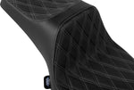 Drag Specialties Predator III Double Diamond Seat For Indian Challenger 108 ABS 2020-2025 - Black/Silver