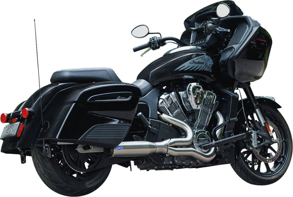S&S Cycle 2 Into 1 Qualifier Exhaust System For Indian Challenger 108 2020-2023 - Brushed