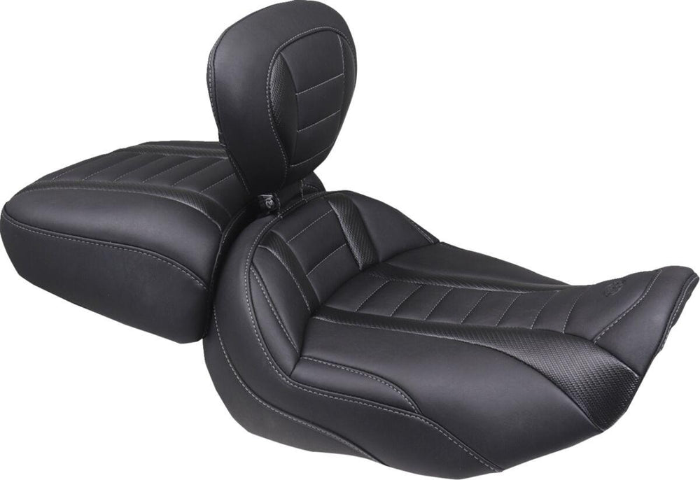 Mustang Wide Deluxe Touring Passenger Seat For Harley Davidson FLHX 1923 2024-2026 - Black/Grey