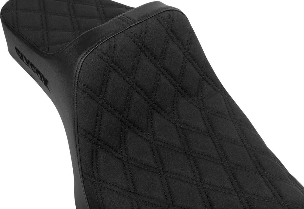 Slyfox High Noon Seat For Harley Davidson XL1200C 2004-2019 Black Logo/Double Diamond - Black