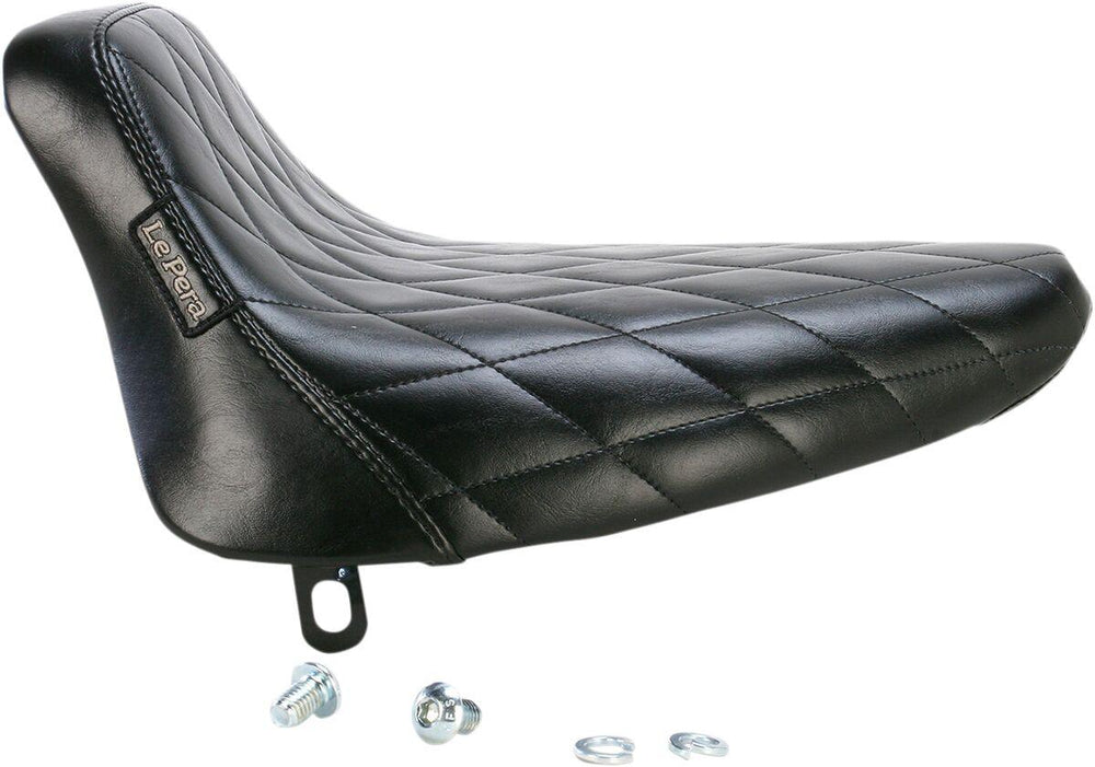LE Pera Bare Bones Solo Seat For Harley Davidson FLST 1340 1986-1990 Diamond Stitch - Black