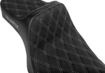 Slyfox High Noon Seat For Harley Davidson XL1200C 2004-2019 Double Diamond/Silver Logo - Black/Silver