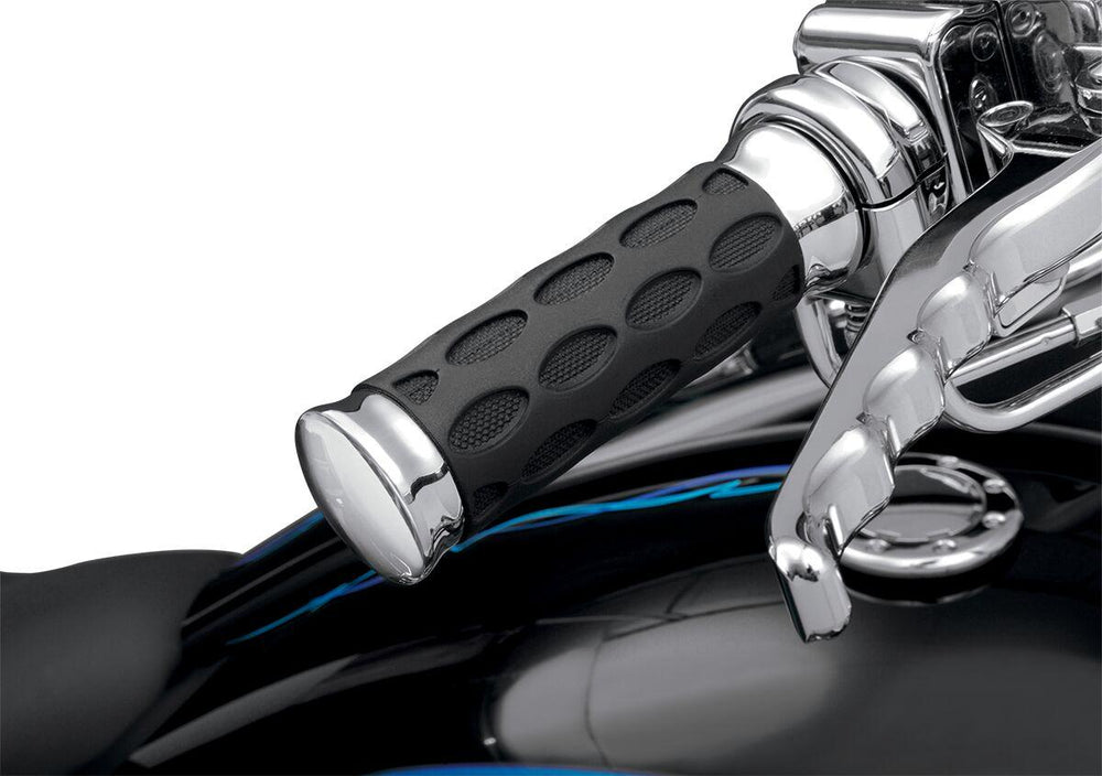 Drag Specialties Custom Rubber Grips For Harley Davidson FLHR 1584 2008 - Black Chrome