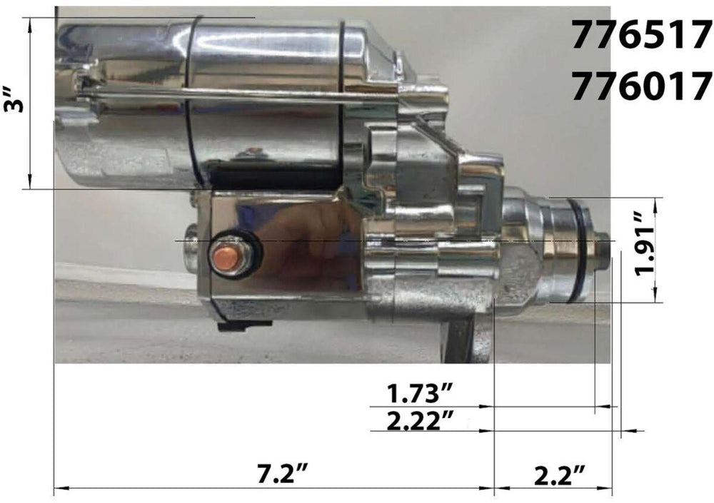 Terry Components Slugger 1.8kW High-Torque Starter Motor For Harley Davidson FLD 1690 2012-2013 - Chrome