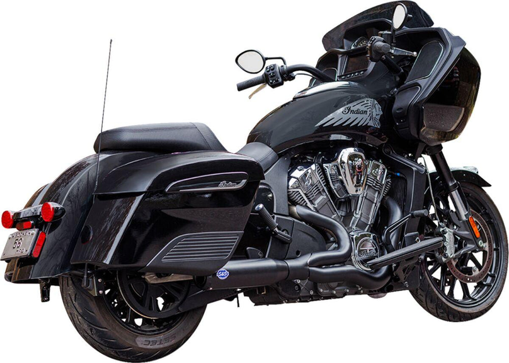 S&S Cycle 2 Into 1 Qualifier Exhaust System For Indian Challenger 108 2020-2023 - Guardian Black