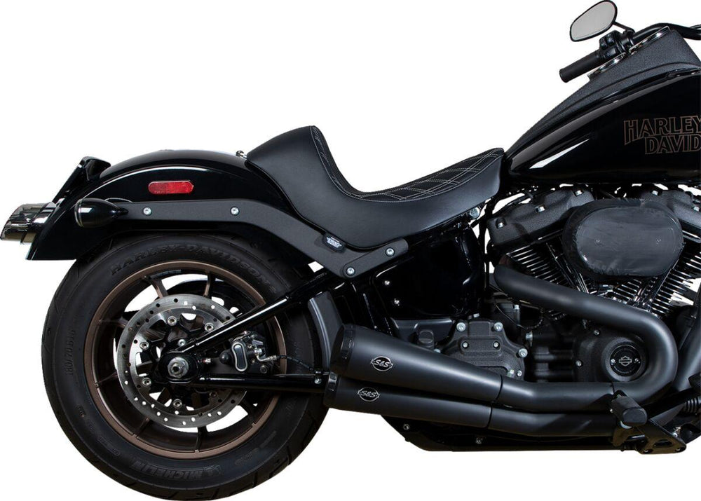 Drag Specialties Solo Seat For Harley Davidson FLSB 1750 2018-2023 Silver Stitching Double Diamond - Black Silver