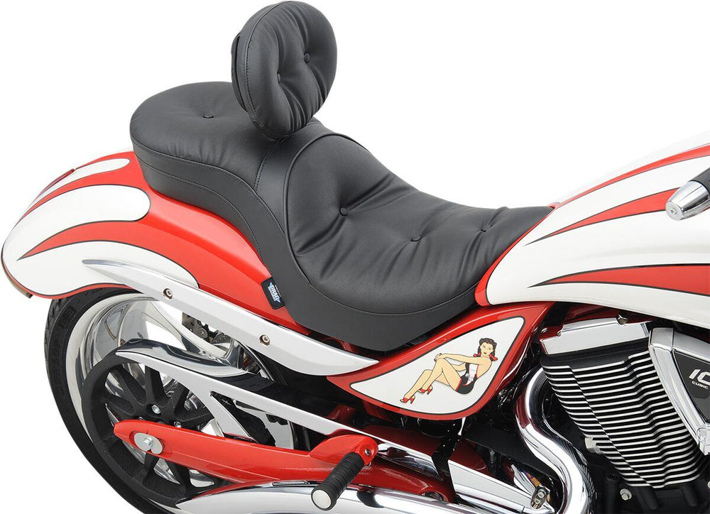 Drag Specialties Ez Glide II Backrest Compatible Low-Profile Leather Touring Seat For Victory Vegas 100 2006-2009 Pillow - Black