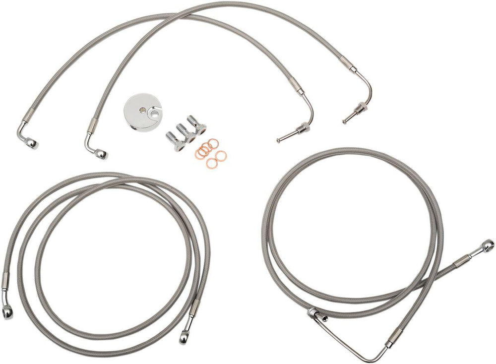 LA Choppers Stainless Steel Brake Hose Kit For Harley Davidson FLTR 1584 2008-2010 - Silver