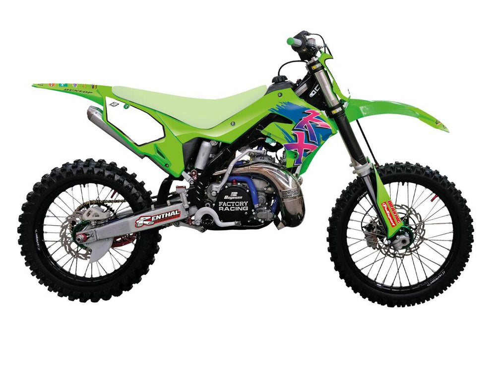 Blackbird Retro Graphics Kit For Kawasaki KX125 2003-2008 - Green/Pink