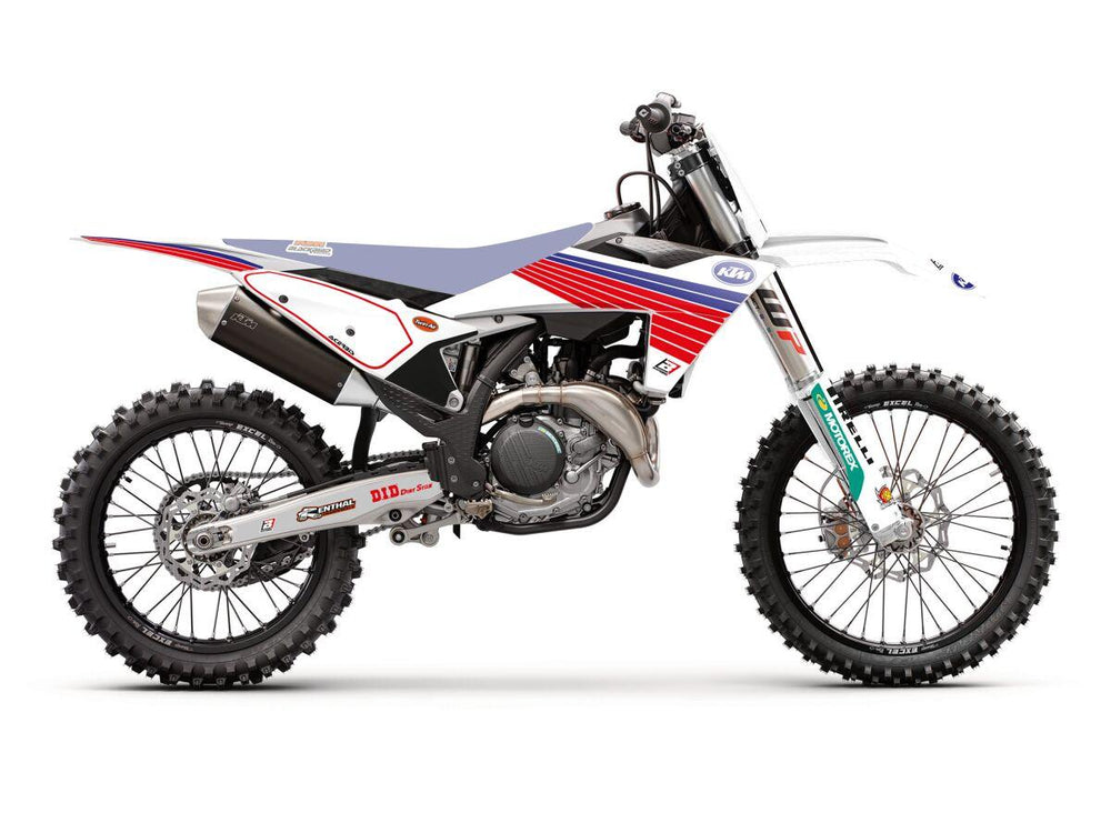 Blackbird Retro Graphics Kit For KTM SX125 2023 - Blue/Red/White