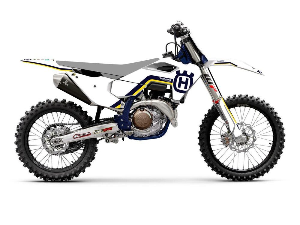 Blackbird Retro Graphics Kit For Husqvarna FC250 2023 - Blue/White/Yellow