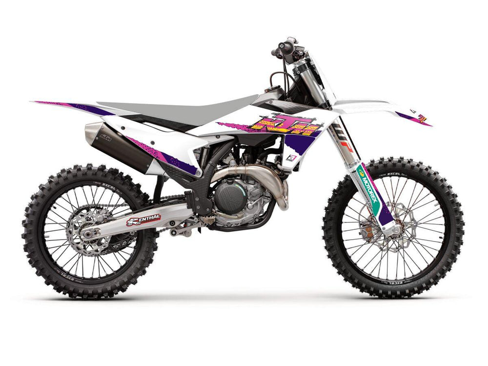 Blackbird Retro Graphics Kit For KTM SX125 2023 - Pink/Purple/White