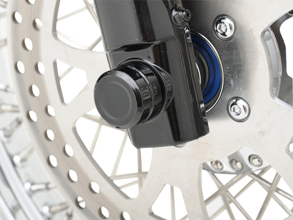 Drag Specialties Billet Axle Cap For Harley Davidson XL 1200 C 2008-2020 Front - Black Semi-Gloss