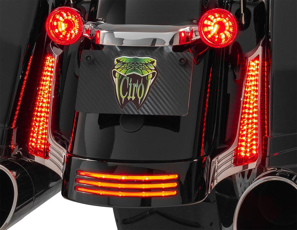 Ciro Filler Panel Lights For Harley Davidson FLHRXS 1750 ABS 2017-2018 Rear Red Chrome