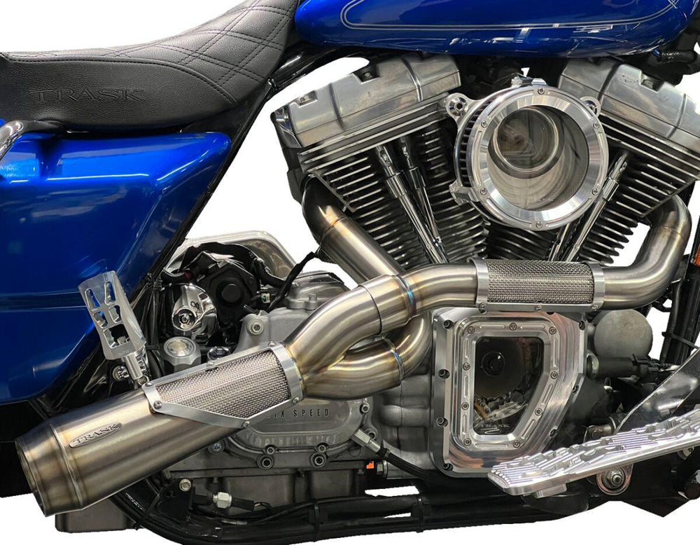 Trask 2 Into 1 Big Sexy Exhaust System For Harley Davidson FLHR 1450 1999-2003 - Raw