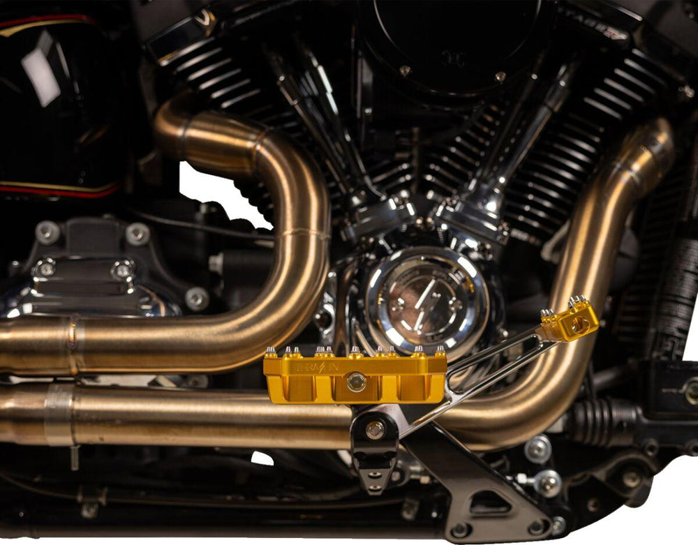 Thrashin Supply Co Mini Aggressor Rear Floorboards For Harley Davidson FL 1200 1972-1977 - Gold