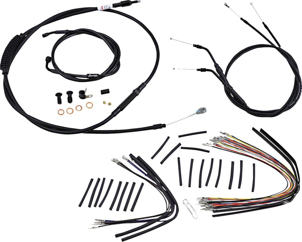 Burly Complete Vinyl Handlebar Cable/Line Kit for Ape Hangers For Harley Davidson FXDWG 1584 2007-2011 35.5cm (14") - Black