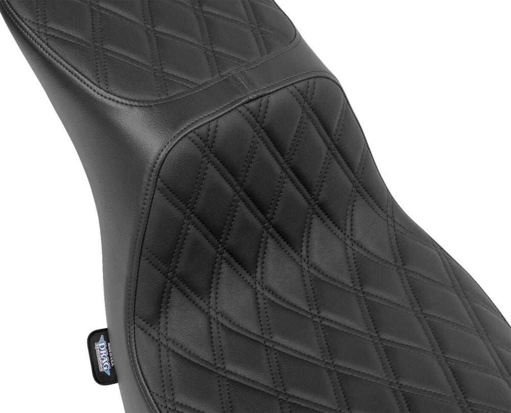 Drag Specialties Performance Predator 2 Up Seat For Harley Davidson FLSB 1750 2018-2021 Black Stitching Double Diamond - Black